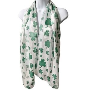 Unbranded Scarf Women Small Green Excellent Shamrock Clover Print Sheer Holiday‎